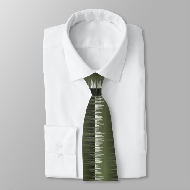 Olive green striped pattern modern wet paint tie (Tied)