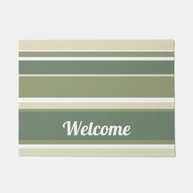 Olive green stripes doormat (Front)