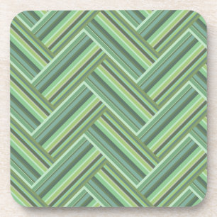 Olive green stripes double weave coaster