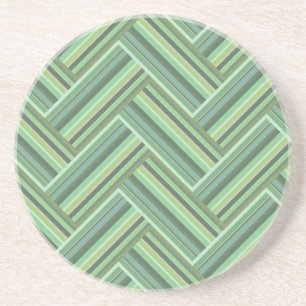 Olive green stripes double weave coaster