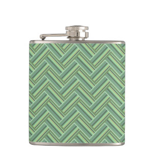 Olive green stripes double weave hip flask