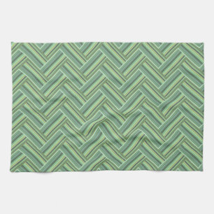 Olive green stripes double weave tea towel