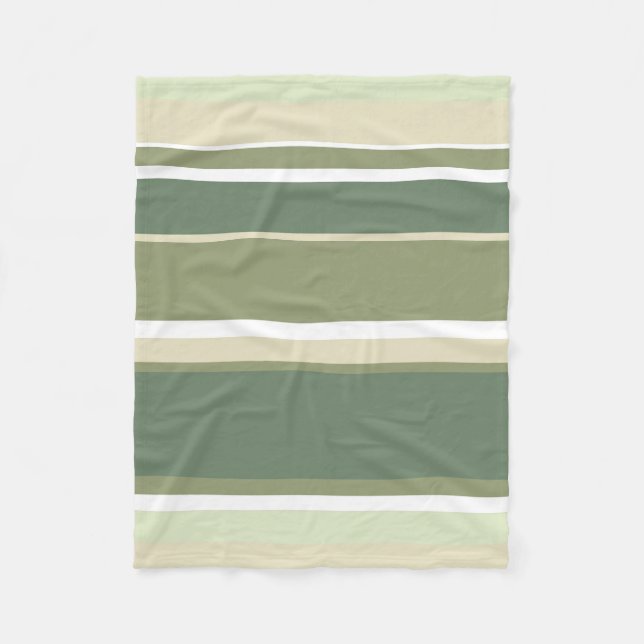 Olive green stripes fleece blanket (Front)