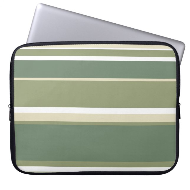 Olive green stripes laptop sleeve (Front)
