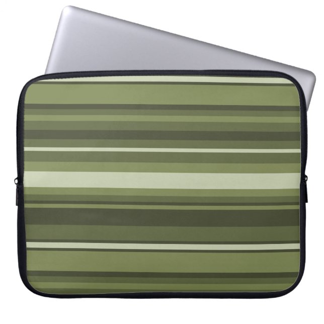 Olive green stripes laptop sleeve (Front)