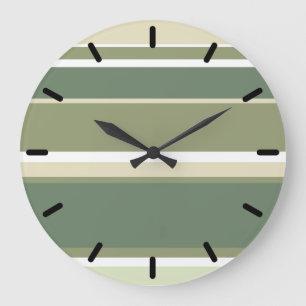Olive green stripes large clock
