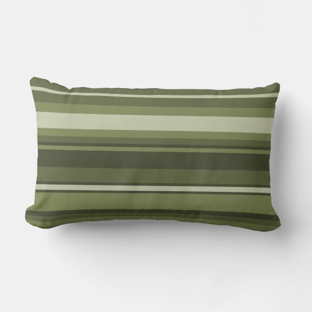 Olive green stripes lumbar cushion (Front)