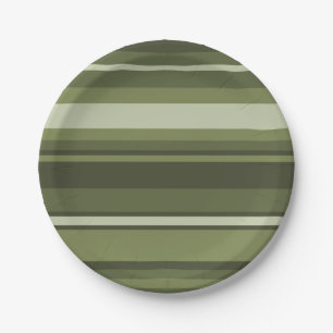 Olive green stripes paper plate