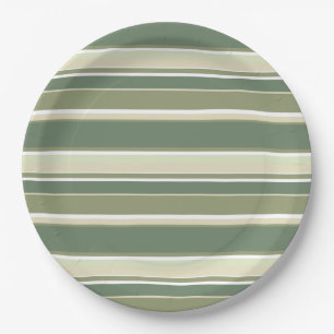 Olive green stripes paper plate