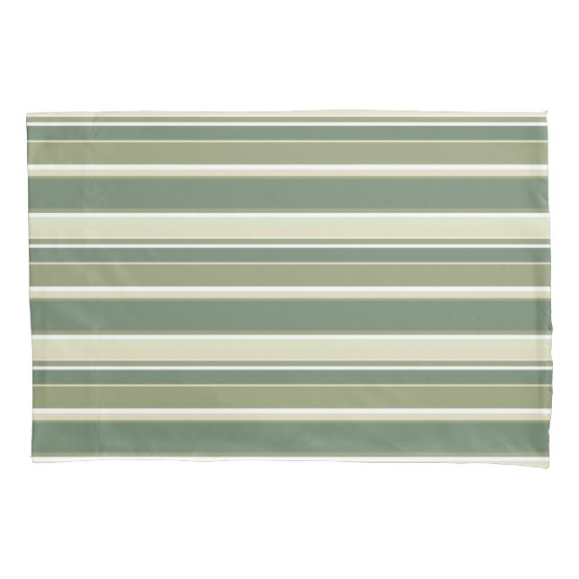 Olive green stripes pillowcase (Front)