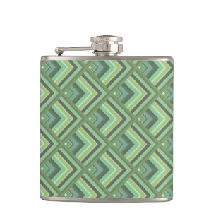 Olive green stripes scale pattern hip flask