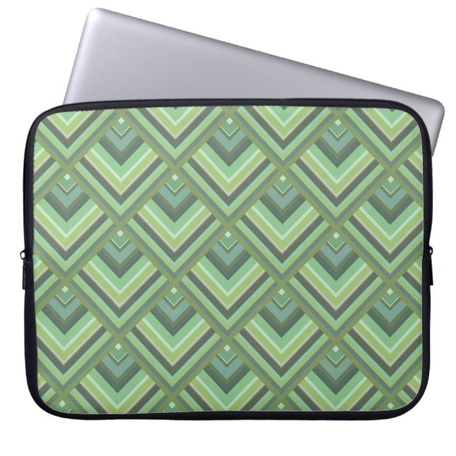 Olive green stripes scale pattern laptop sleeve (Front)