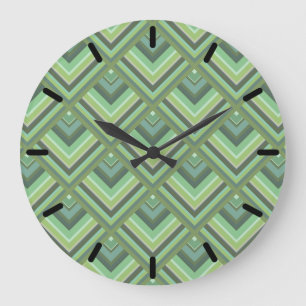 Olive green stripes scale pattern large clock