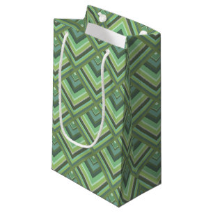 Olive green stripes scale pattern small gift bag