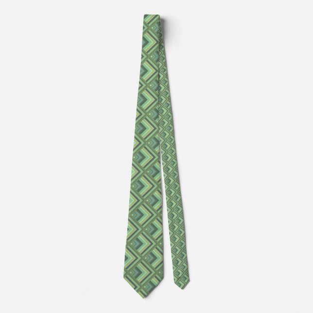 Olive green stripes scale pattern tie (Front)