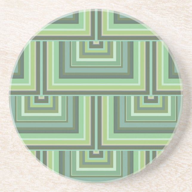 Olive green stripes square coaster (Front)