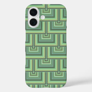 Olive green stripes square scales pattern iPhone 16 case