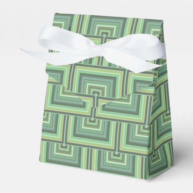 Olive green stripes square scales pattern favour box (Front Side)