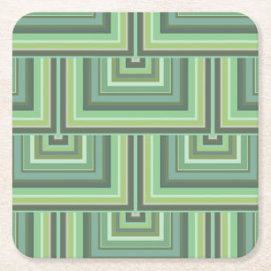 Olive green stripes square scales pattern square paper coaster