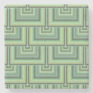 Olive green stripes square scales pattern stone coaster