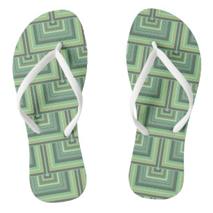Olive green stripes square scales pattern thongs
