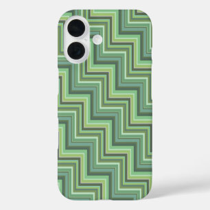 Olive green stripes stairs pattern iPhone 16 case