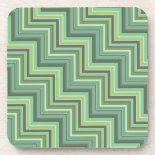 Olive green stripes stairs pattern coaster