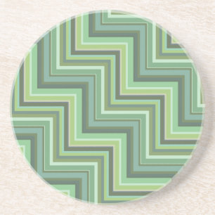 Olive green stripes stairs pattern coaster