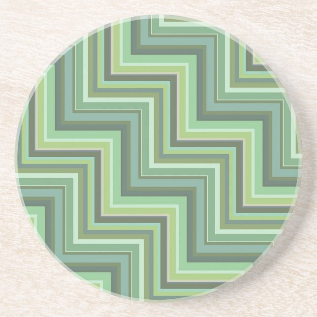 Olive green stripes stairs pattern coaster (Front)