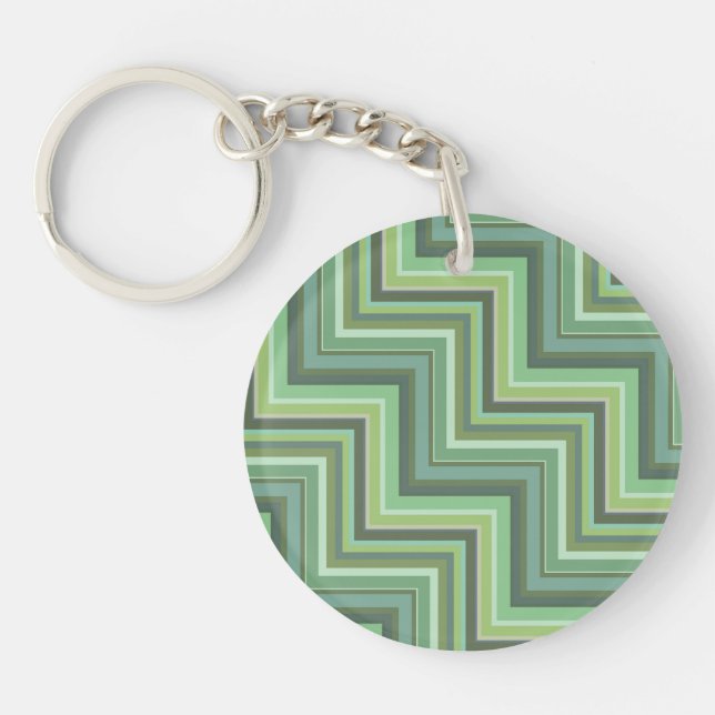 Olive green stripes stairs pattern key ring (Front)