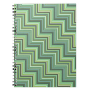 Olive green stripes stairs pattern notebook