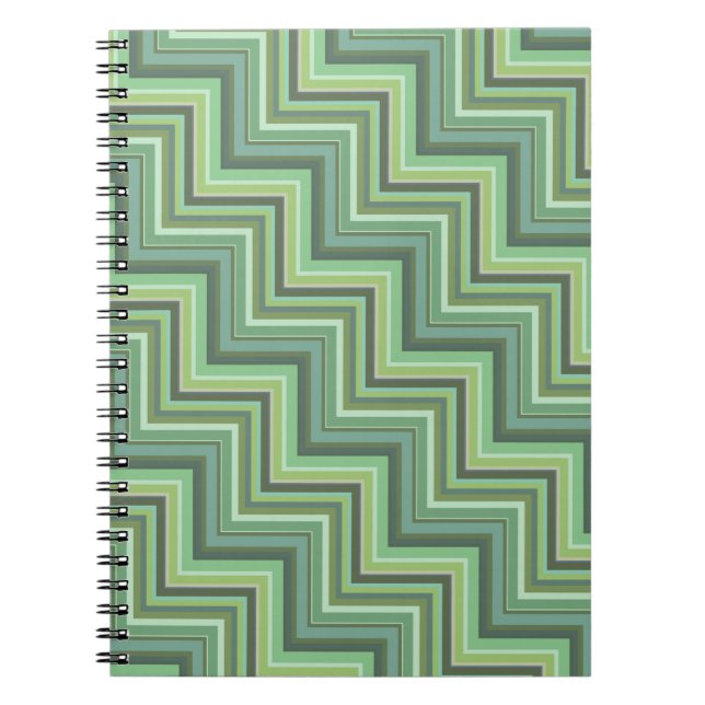 Olive green stripes stairs pattern notebook (Front)