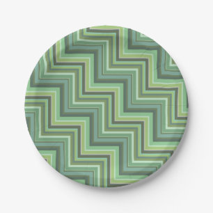 Olive green stripes stairs pattern paper plate