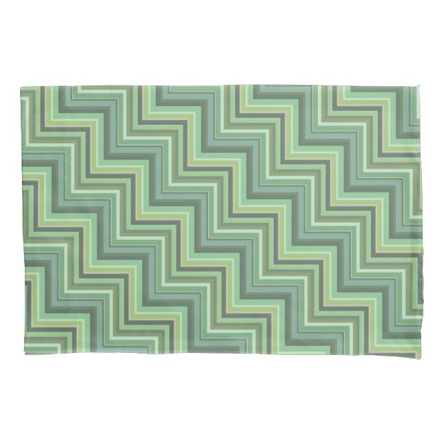 Olive green stripes stairs pattern pillowcase (Front)