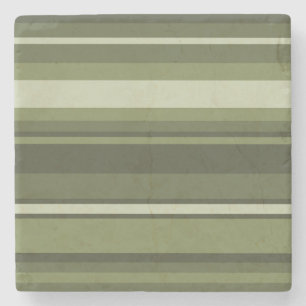Olive green stripes stone coaster