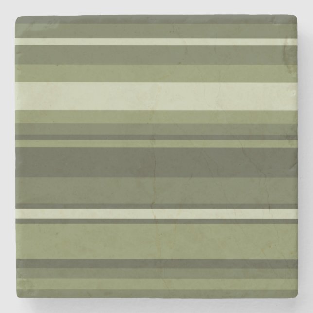 Olive green stripes stone coaster (Front)