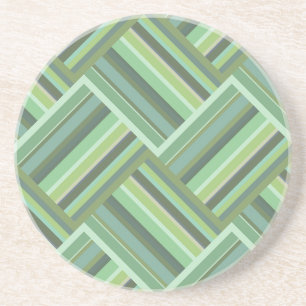 Olive green stripes weave coaster
