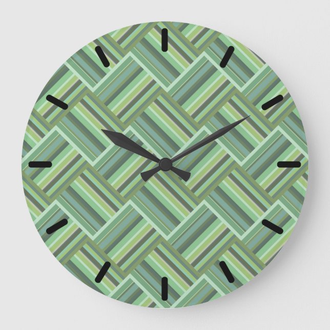 Olive green stripes weave large clock (Front)