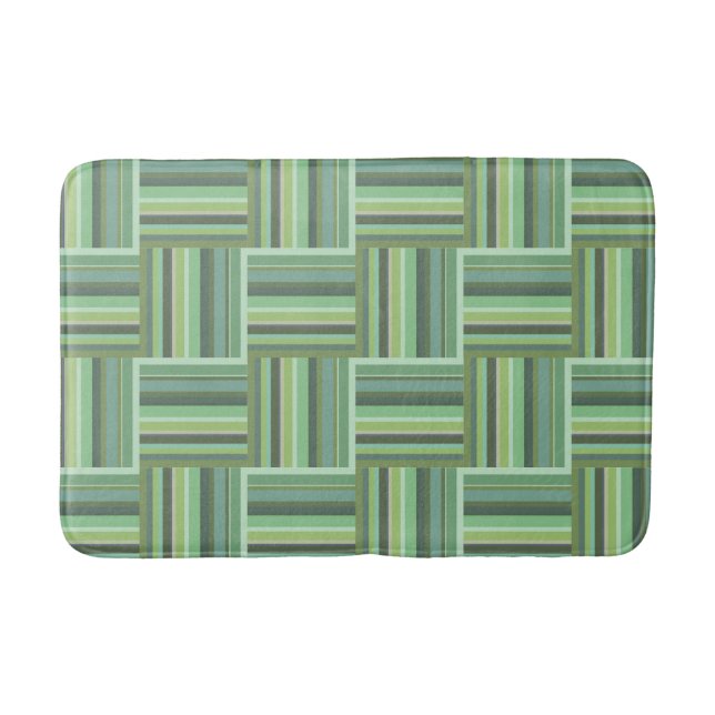 Olive green stripes weave pattern bath mat (Front)