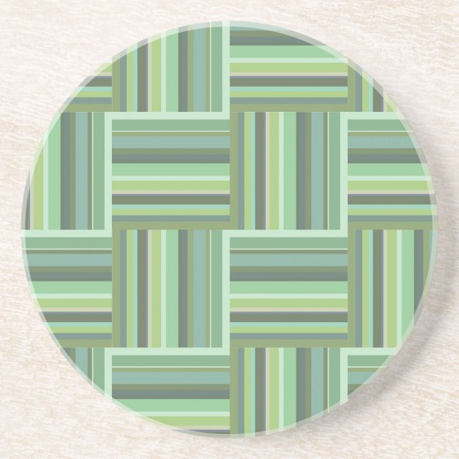Olive green stripes weave pattern coaster (Front)