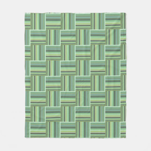 Olive green stripes weave pattern fleece blanket (Front)