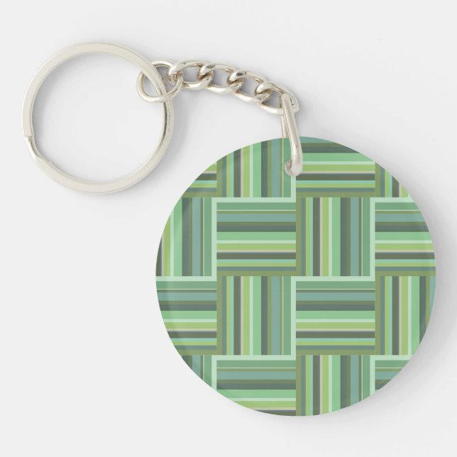 Olive green stripes weave pattern key ring (Front)