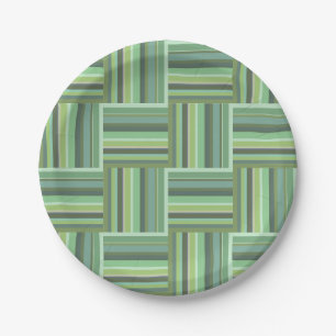 Olive green stripes weave pattern paper plate