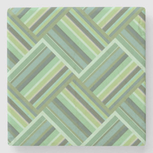 Olive green stripes weave stone coaster