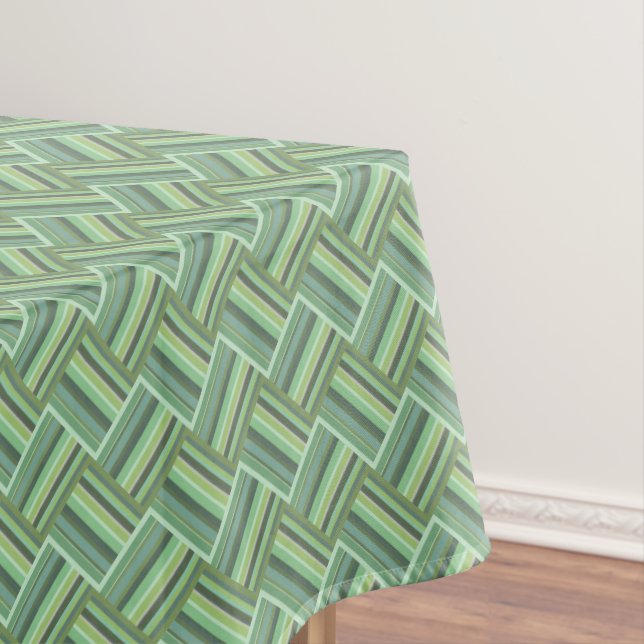 Olive green stripes weave tablecloth (In Situ)
