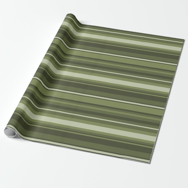 Olive green stripes wrapping paper (Unrolled)