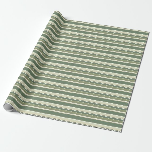 Olive green stripes wrapping paper (Unrolled)