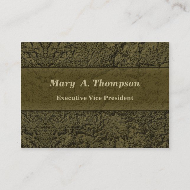 Olive Green Stucco Texture Business Card (Front)