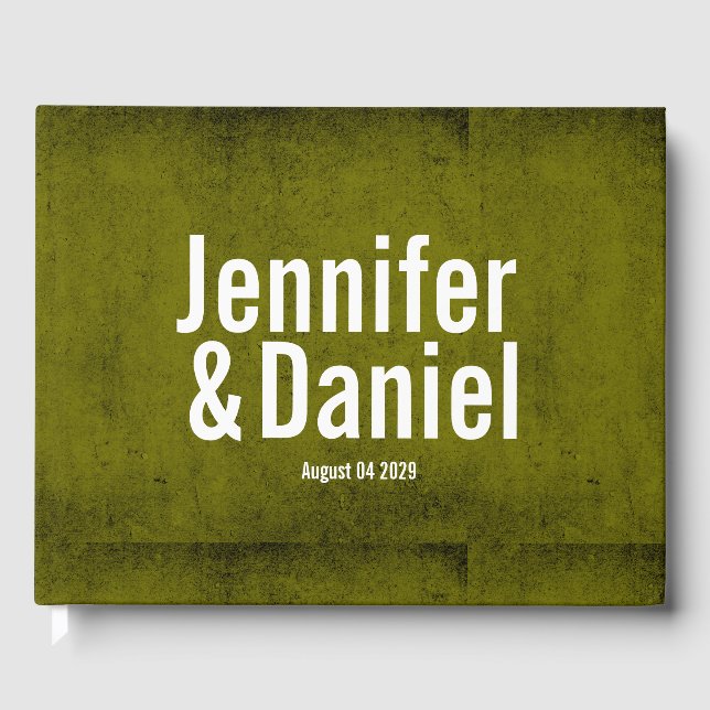 Olive Green Stylish Trendy Custom Wedding  Guest Book (Front)