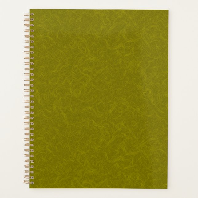 Olive green surface with subtle swirling pattern planner (Front)
